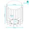 Image showing the overall product dimensions including height, depth and width.