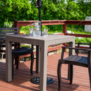 Sunnydaze Plastic Patio Dining Table with Faux Wood Top - Champagne