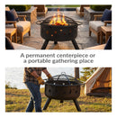 Sunnydaze Cosmic 30" Outdoor Fire Pit with Grill Grate & Spark Screen