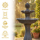 Sunnydaze 45" 2-Tier Arcade Solar Outdoor Water Fountain with LED