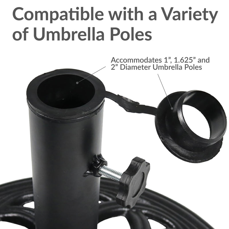 Sunnydaze Heavy-Duty Cast Iron Patio Umbrella Base Stand - 18" Diameter
