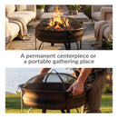 Sunnydaze Cauldron Outdoor Wood-Burning Fire Pit with Spark Screen