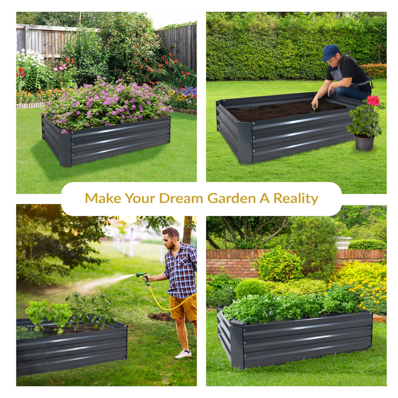 Sunnydaze Galvanized Steel Raised Garden Bed - Rectangle - 48"