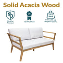 Sunnydaze Bodie Acacia Patio Loveseat - 2-Seater Outdoor Sofa with Cushions