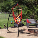 Sunnydaze Outdoor Hanging Hammock Chair Swing and X-Stand Set - Sunset