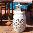Sunnydaze Knotted Quatrefoil Ceramic Decorative Garden Stool - 18"