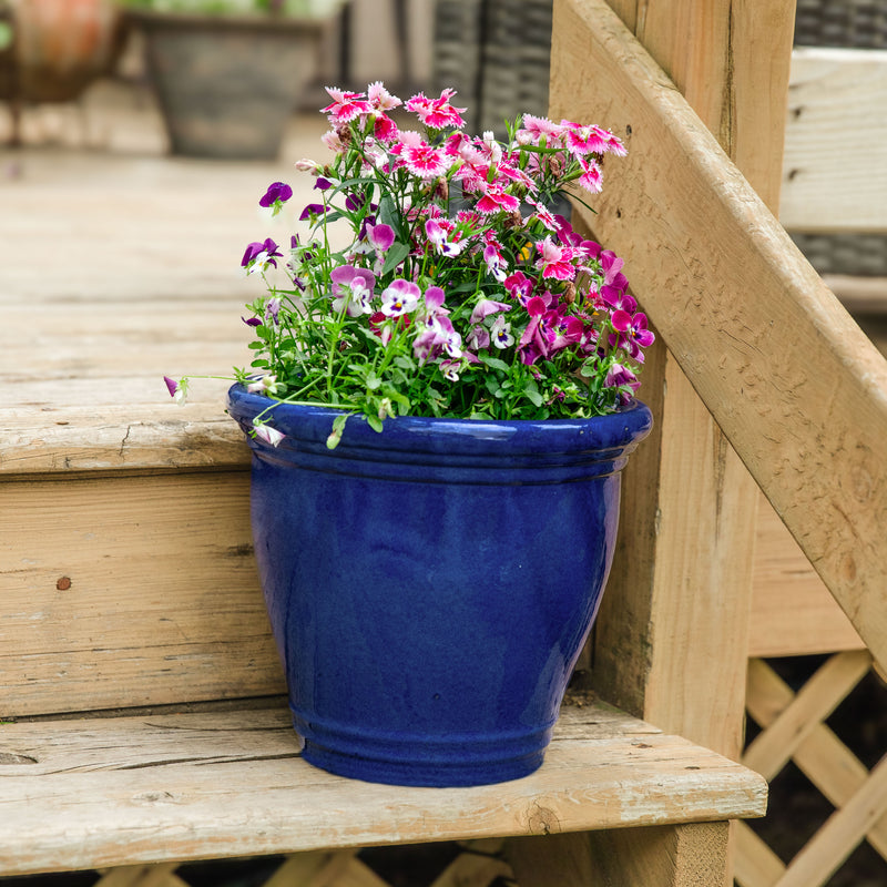 Sunnydaze Set of 2 Studio Glazed Ceramic Planters