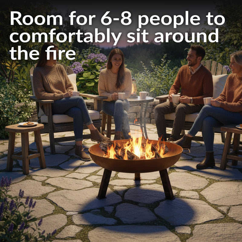 Sunnydaze Rustic Cast Iron Fire Pit Bowl with Stand