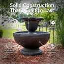 Sunnydaze Streaming Falls 2-Tier Outdoor Water Fountain - 25-Inch - Brown