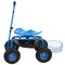 Sunnydaze Rolling Garden Cart with Swivel Seat, Handle, and Basket