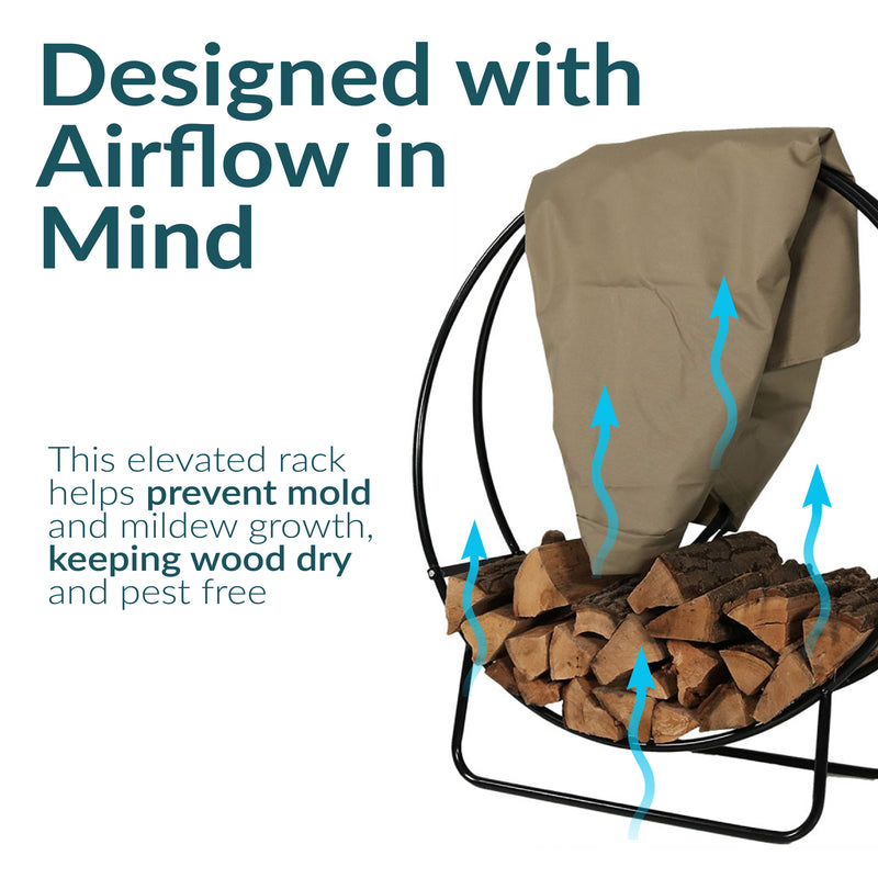 Sunnydaze Firewood Log Hoop Rack with Cover