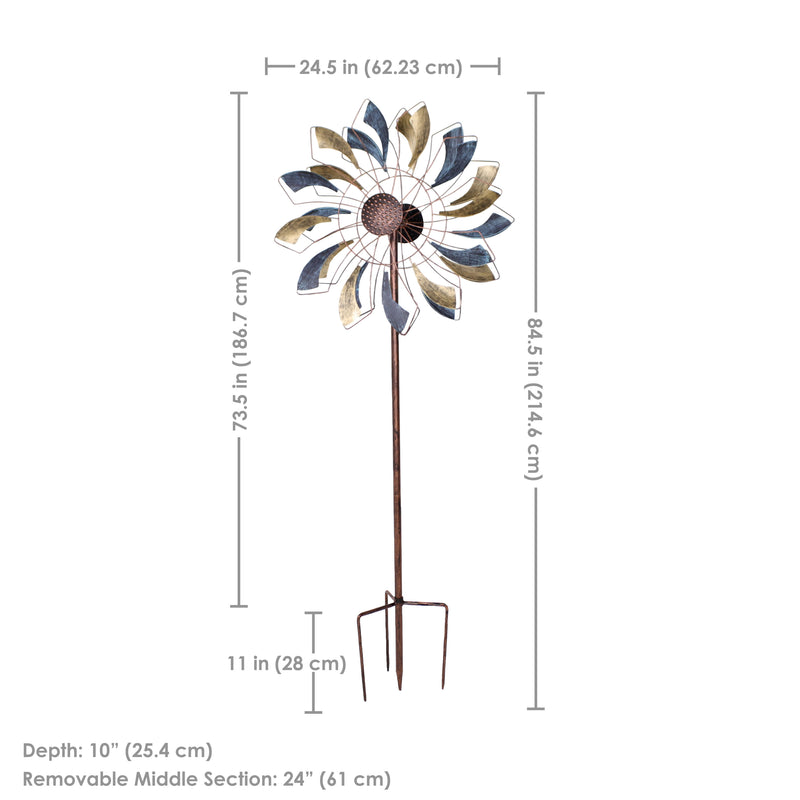 Sunnydaze Metallic Pinwheel Metal Garden Wind Spinner - 84.5" H