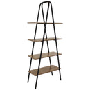 Sunnydaze 4-Shelf Industrial-Style Ladder Bookshelf - Brown