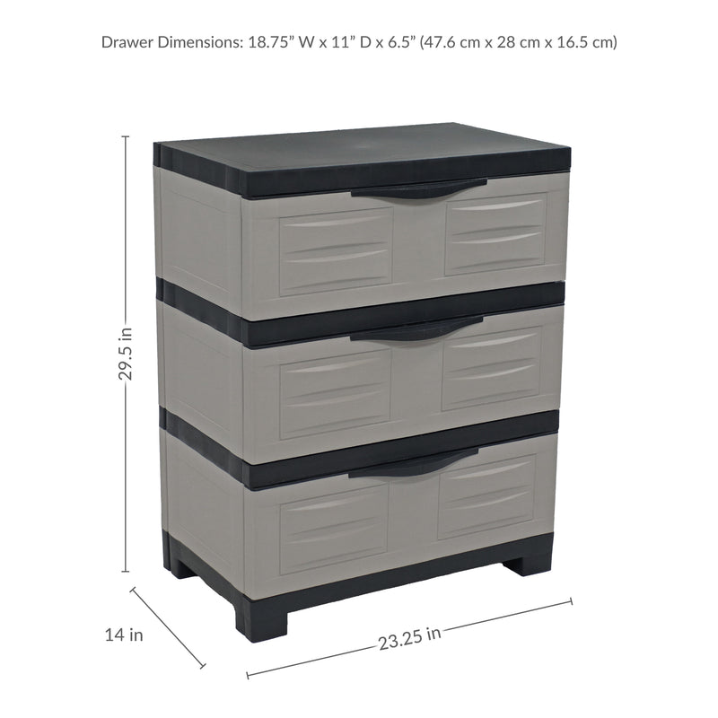 Sunnydaze Heavy-Duty Plastic 3-Drawer Storage Cabinet Organizer