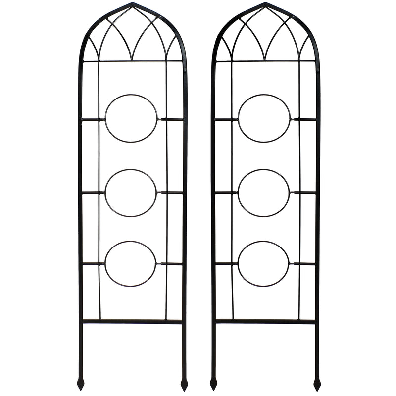 Sunnydaze 2-Piece Arched Garden Trellis with Folding Flowerpot Supports