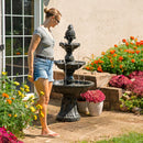 Sunnydaze Welcome 3-Tier Outdoor Water Fountain for Garden - 57"