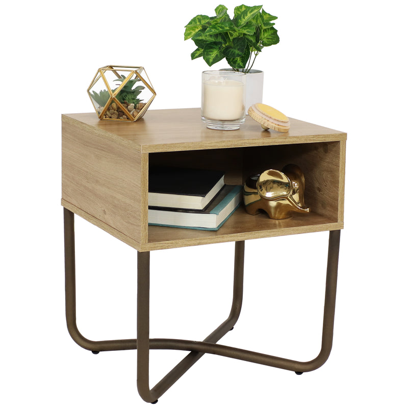 Sunnydaze Industrial Nightstand with Open Shelf - 19.75"