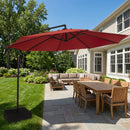 Sunnydaze 10 ft Offset Patio Umbrella with Base and Sandbag Weight