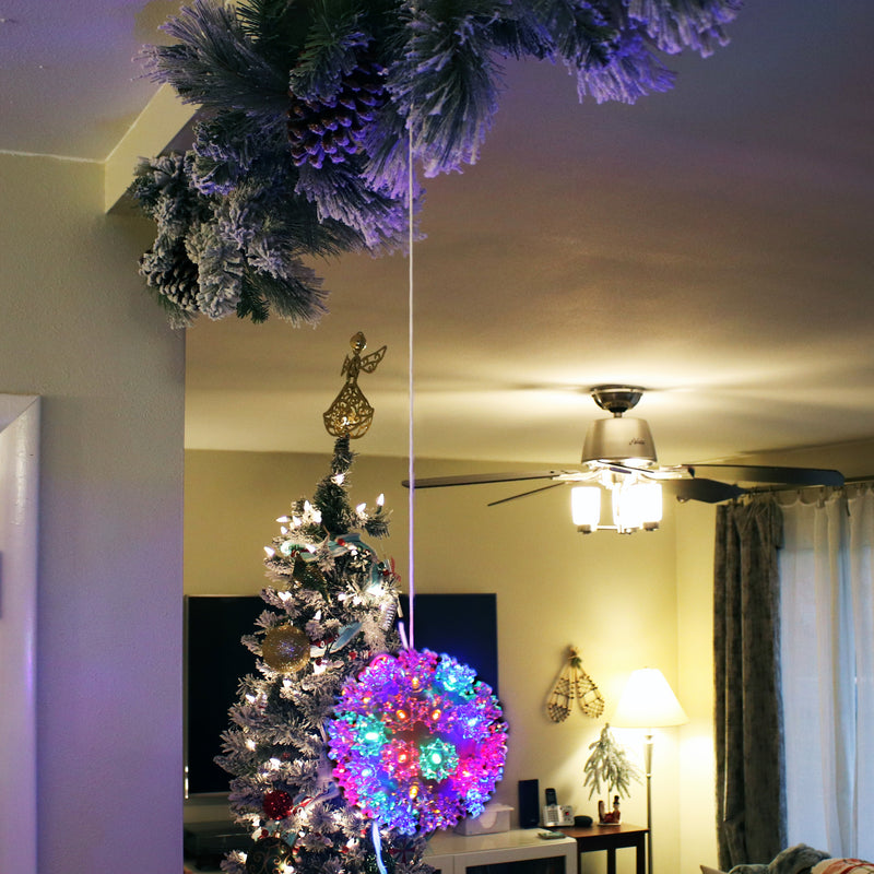 Sunnydaze 5" Lighted Hanging Ball Ornament with 5mm Wide Angle Bulbs