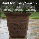 Sunnydaze Arabella Polyresin Large Round Outdoor Planter