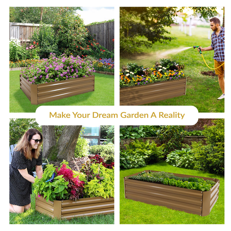 Sunnydaze Galvanized Steel Raised Garden Bed - Rectangle - 48"