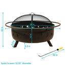 Sunnydaze 42" Large Cosmic Fire Pit with Moon and Stars Design