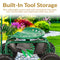 Sunnydaze Rolling Garden Cart with Swivel Seat, Handle, and Basket