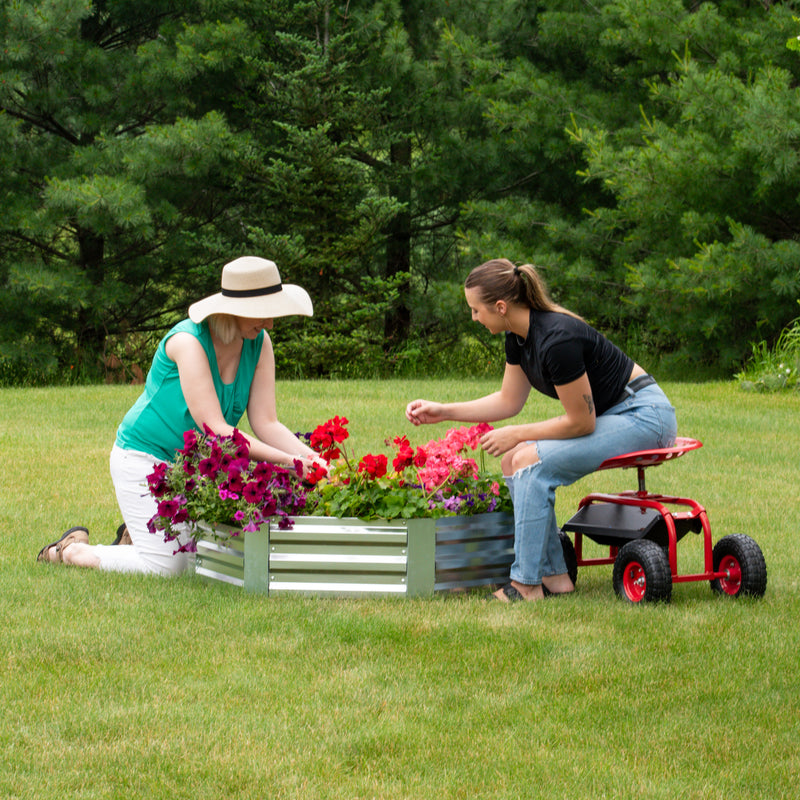 Sunnydaze Galvanized Steel Hexagon Raised Garden Bed - 12.25" H