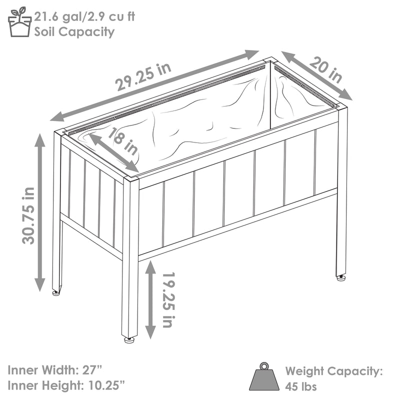 Sunnydaze Steel-Framed Acacia Wood Raised Garden Bed with Legs - 30.75" H