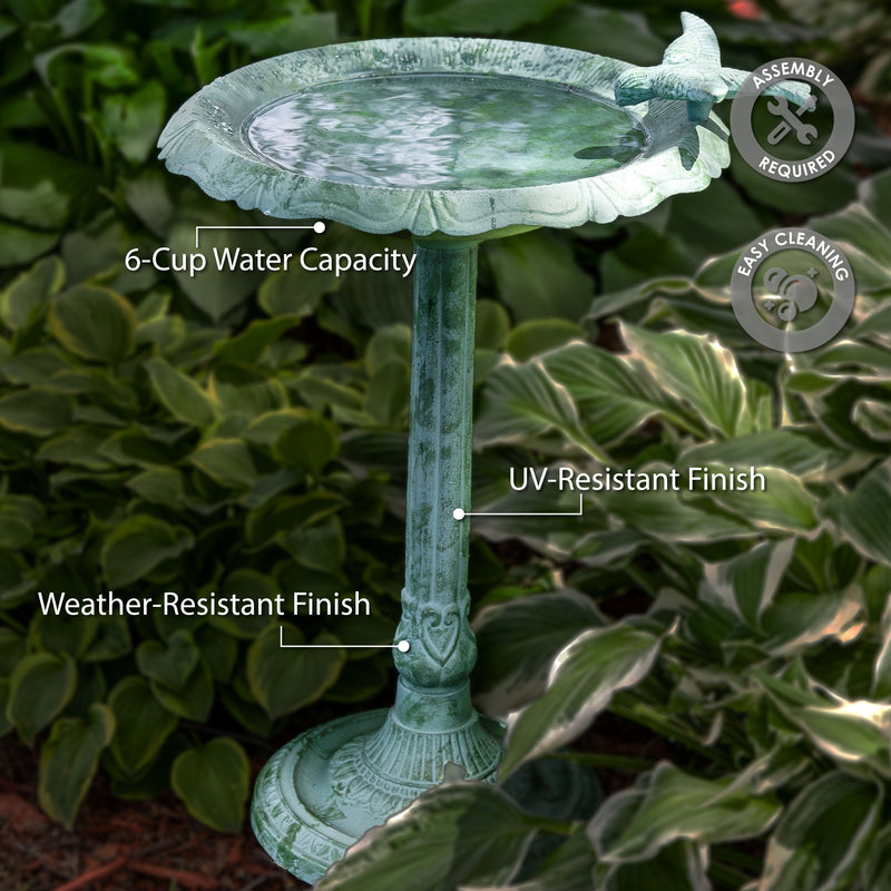 Sunnydaze Garden Visitor Metal Bird Bath - 15"