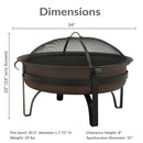Sunnydaze Cauldron Outdoor Wood-Burning Fire Pit with Spark Screen