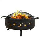 Sunnydaze Cosmic 42" Large Outdoor Fire Pit - Black - 34" Bowl Diameter with fire burning