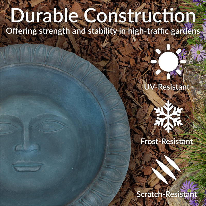 Sunnydaze Façade du Soleil Reinforced Concrete Bird Bath - 26"