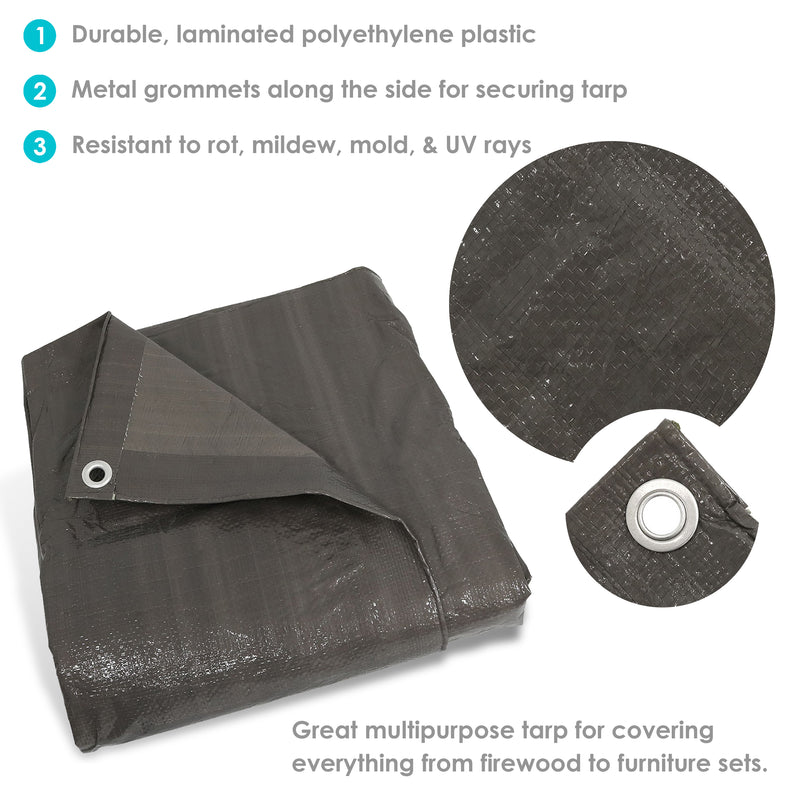 Sunnydaze Multipurpose Heavy-Duty Poly Tarp