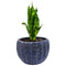 Sunnydaze 13.5" Ceramic Plant Pot - Dark Blue Fluted Lava Finish