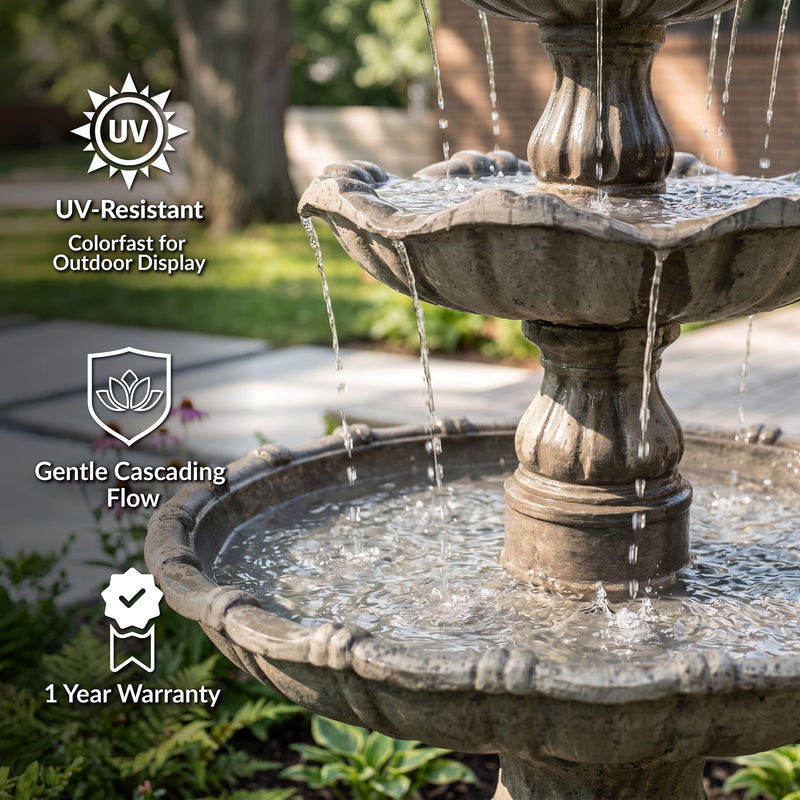 Sunnydaze 4-Tier Grand Courtyard Outdoor Water Fountain - 80