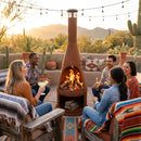 Sunnydaze 70" H Steel Outdoor Chiminea Fire Pit with Built-In Log Holder