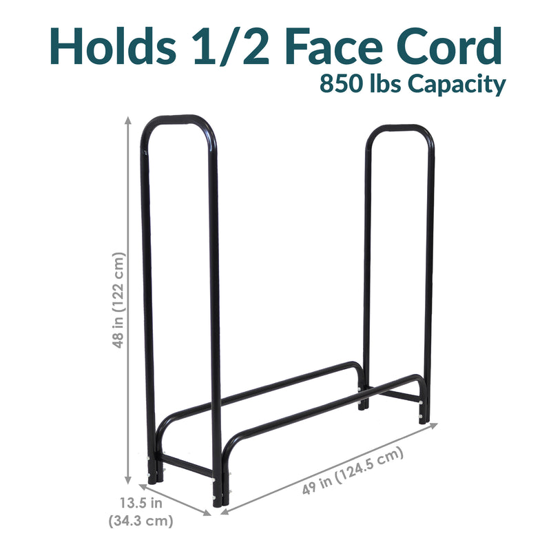 Sunnydaze Outdoor Firewood Log Rack with Cover Combo - Black