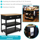 Sunnydaze Rolling Kitchen Island Cart with Drawers and Shelves - Black - 34.25" H