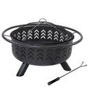 Sunnydaze Arrow Motif Steel Wood-Burning Fire Pit with Spark Screen - 36"