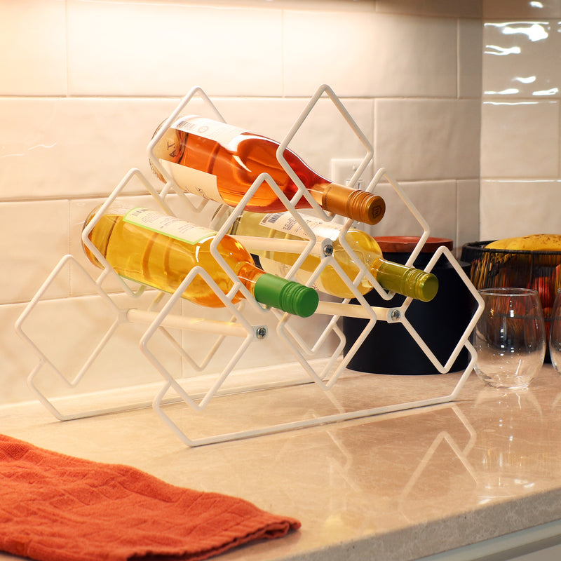 Sunnydaze 6-Bottle Steel Wire Triangular Tabletop Wine Rack