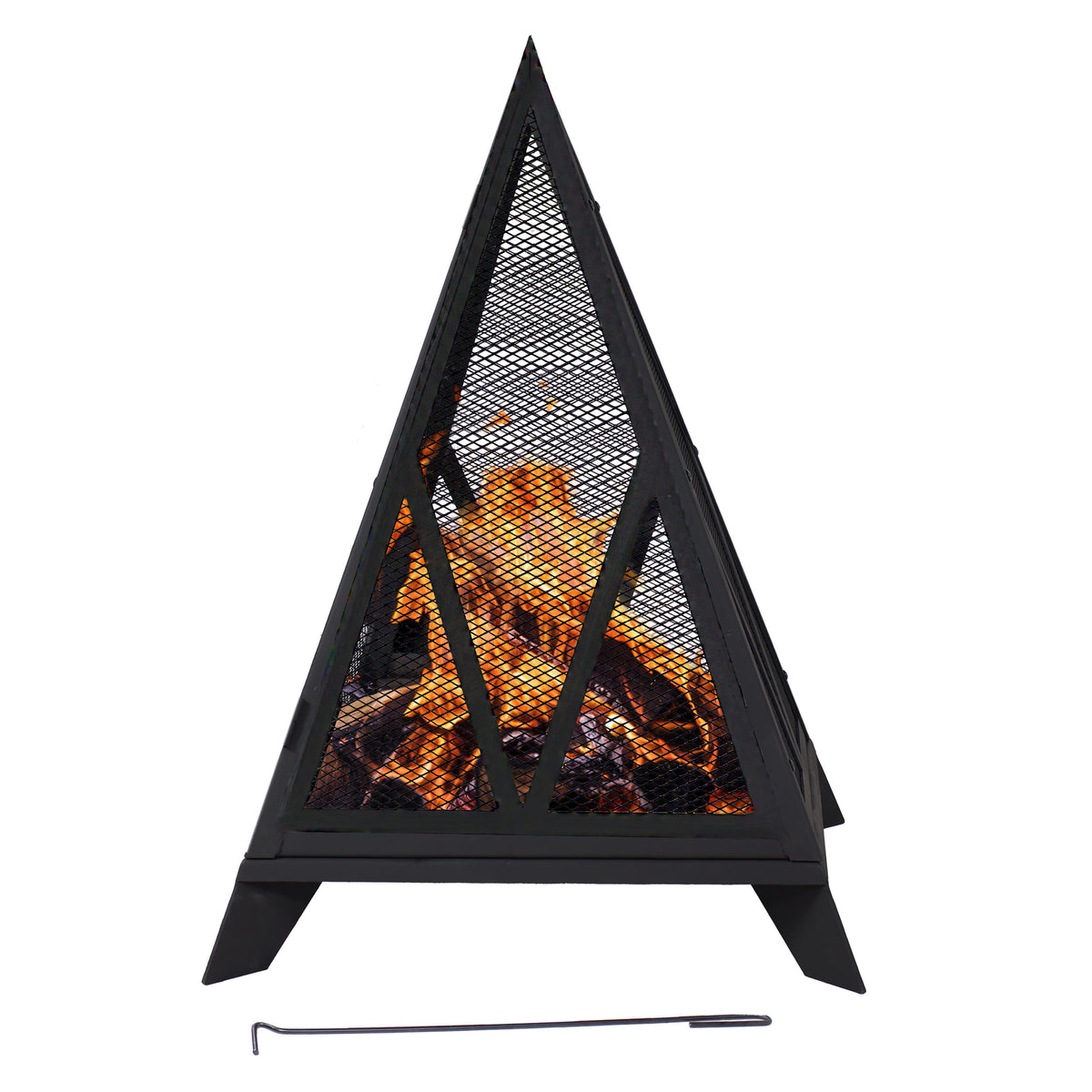 Pyramid Home Decor 30 in. W x 12 in.H Round Outdoor Metal Wood Burning 3-Pieces Fire Pit and Grill for Camping and Cooking in The Patio