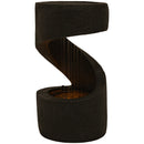 14" Winding Showers Tabletop Fountain – Gray (white background) — Gray Winding Showers tabletop fountain with warm LED lighting on a dark background.