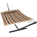 Sunnydaze 2 Person Freestanding Quilted Fabric Spreader Bar Hammock - 12 or 15 Foot Stand - Sandy Beach
