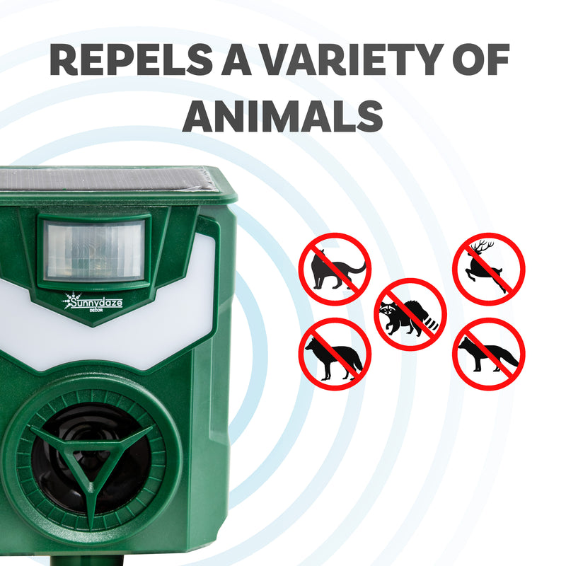 Sunnydaze Solar-Powered Animal Repellent with Flame Light