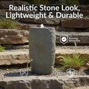 Sunnydaze Cylinder Bubble Outdoor Water Fountain with LED Light