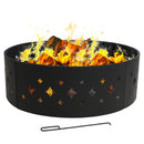 Sunnydaze 36" Heavy Duty Diamond Campfire Ring with Poker Tool