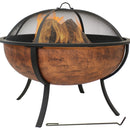 Sunnydaze Copper Finish Raised Outdoor Fire Pit Bowl with Spark Screen - 32-Inch