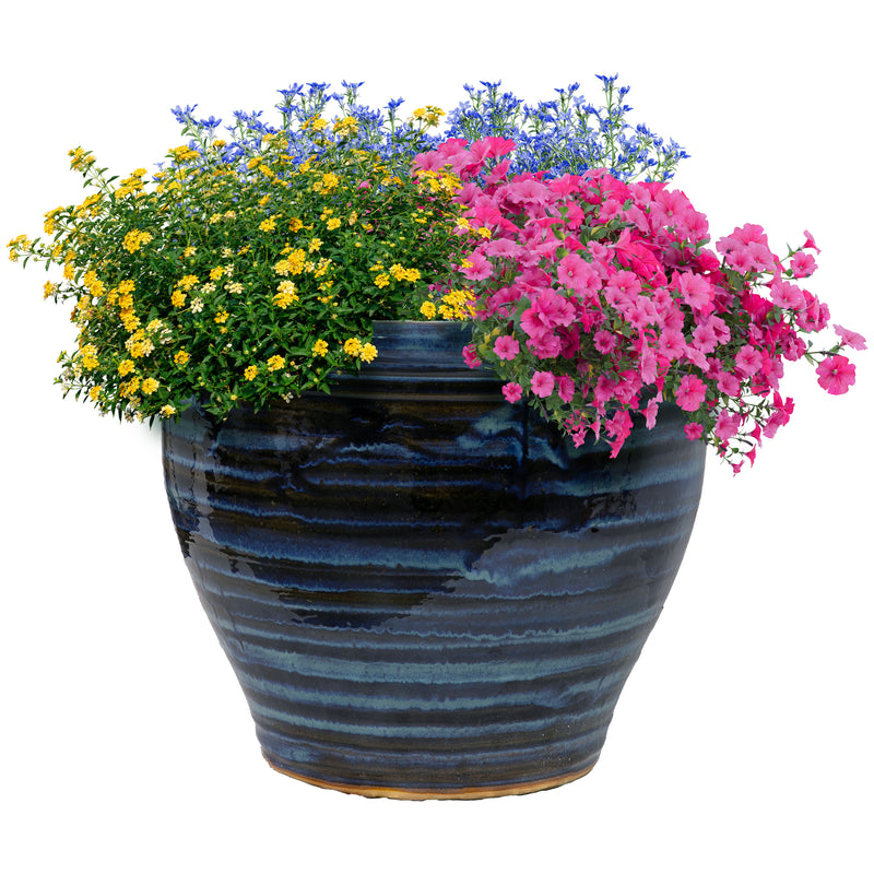 Sunnydaze Studio Glazed Ceramic Planter with Drainage Holes