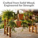 Sunnydaze 2-Tier Meranti Wood Outdoor Plant Stand with Teak Oil Finish